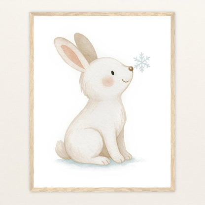 Sina der Schneehase Poster mit Holzrahmen von tinylearner