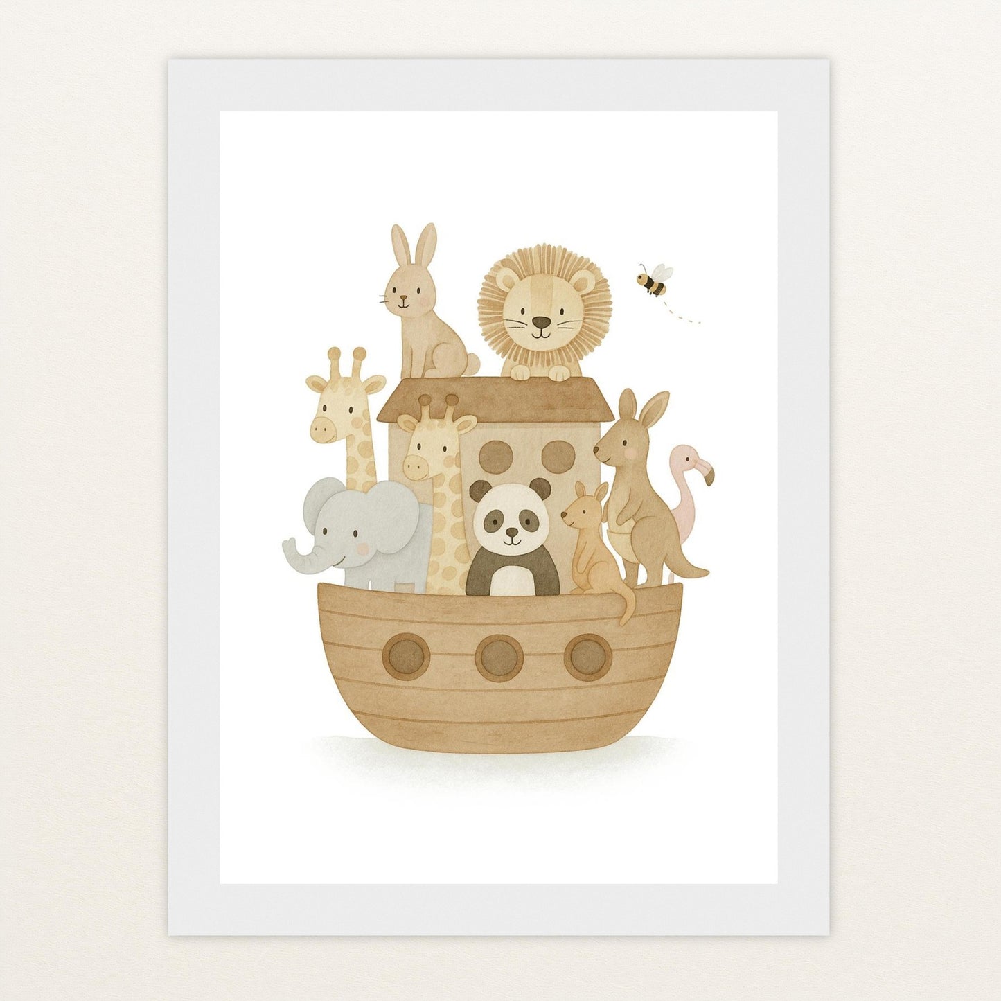 Tierfreunde - Motiv: "Arche Noah" Poster mit Holzrahmen von tinylearner