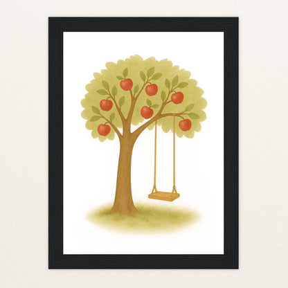 Apfelbaum Poster mit Holzrahmen von tinylearner