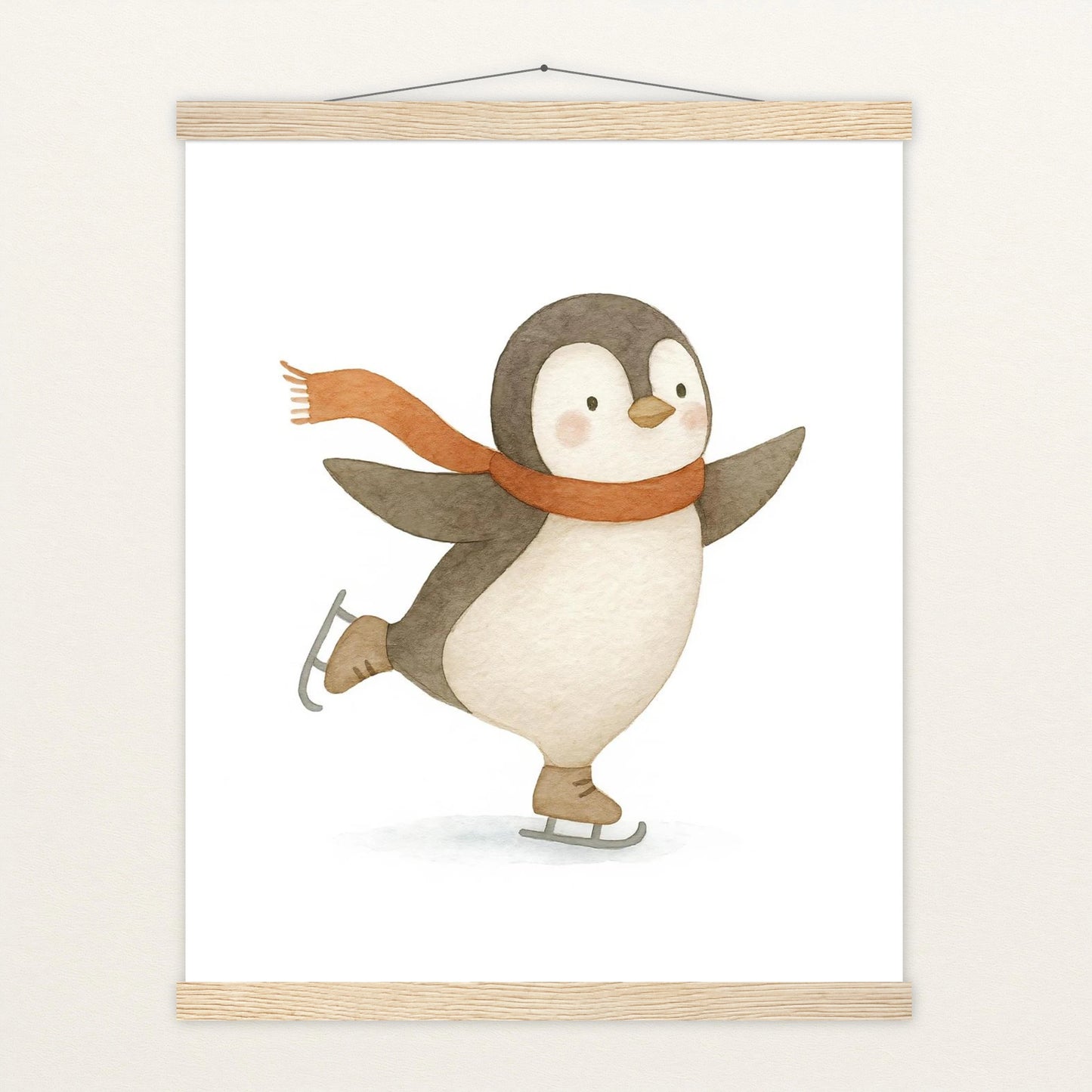 Pia der Pinguin - Motiv: "Eislaufen" Poster mit Leisten von tinylearner