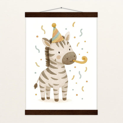 Zinni das Zebra - Motiv: "Party" Poster mit Leisten von tinylearner
