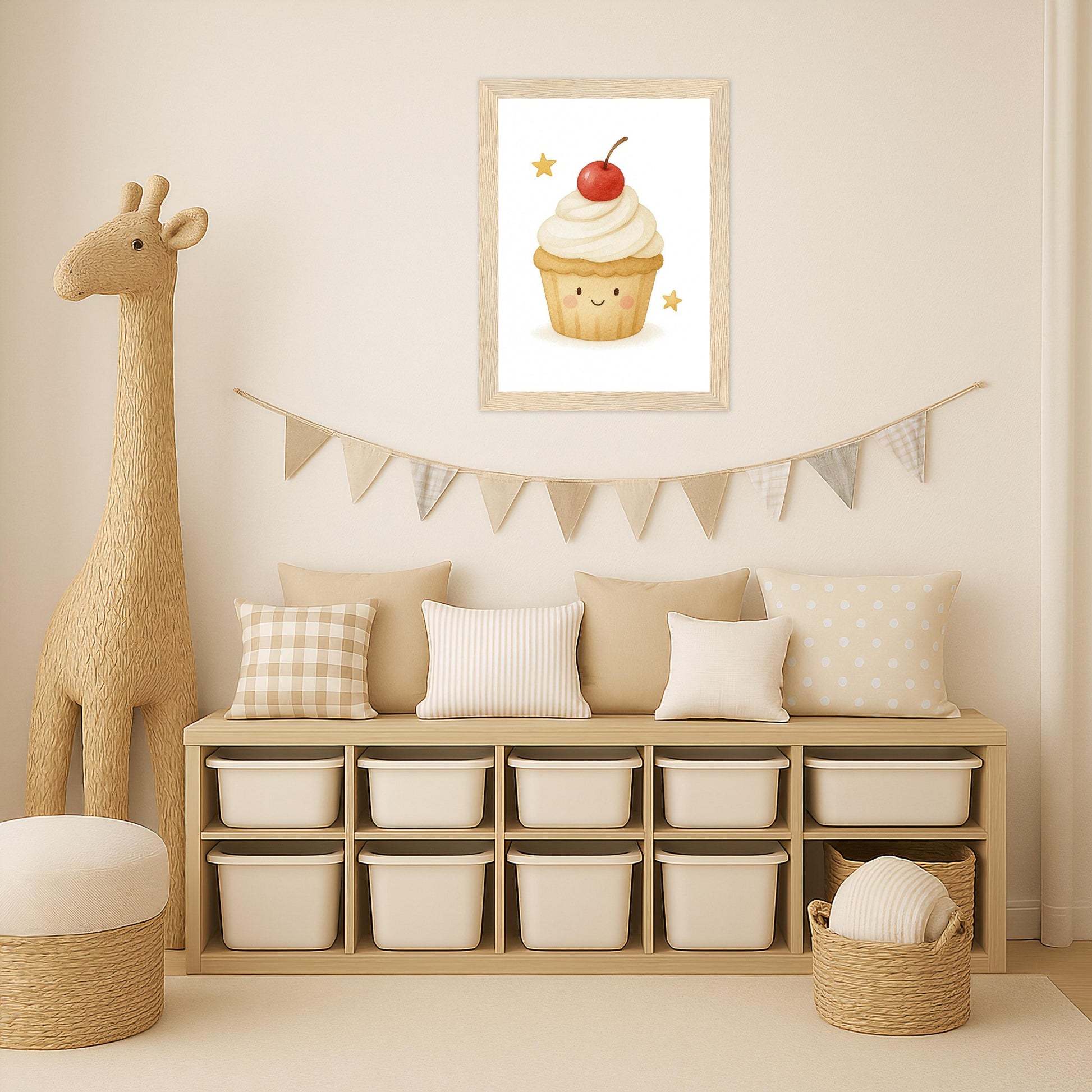 Süßes: Cupcake Poster mit Holzrahmen von tinylearner