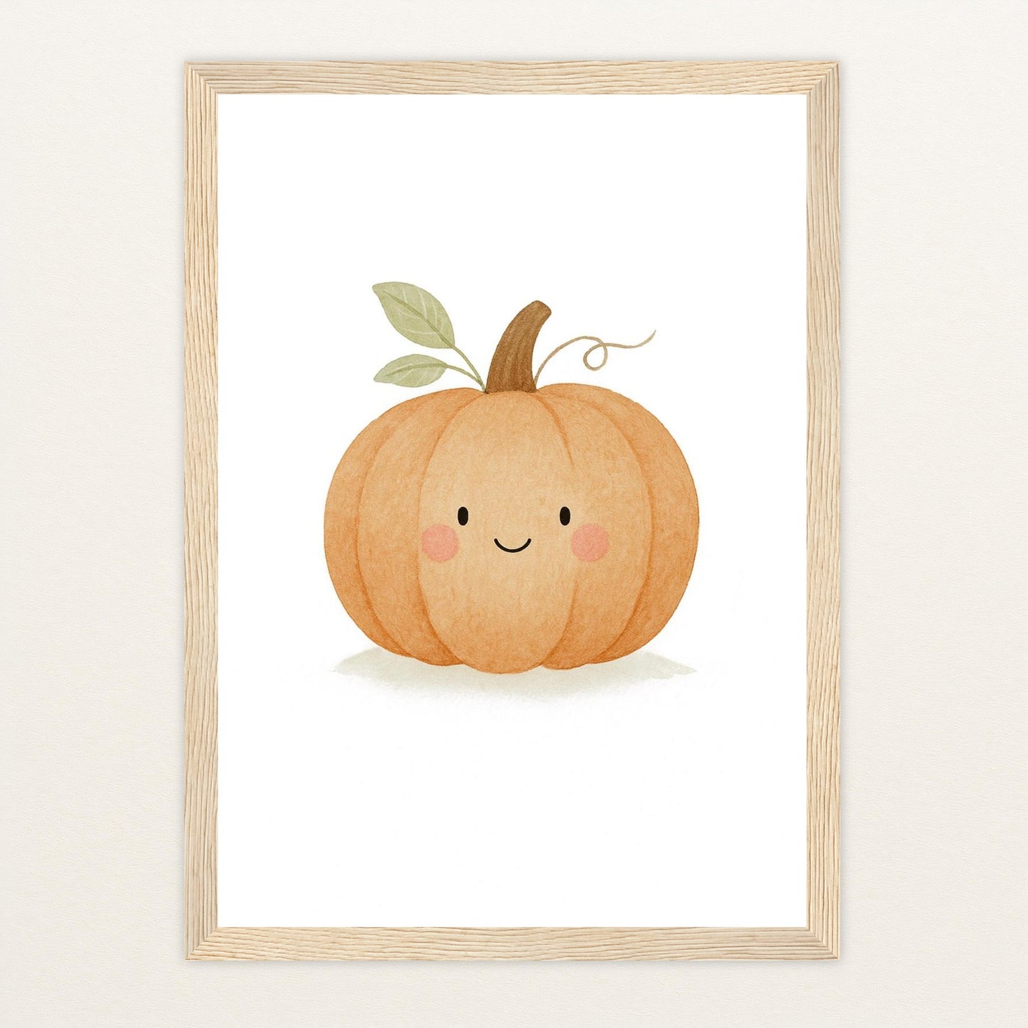 Gemüse: Kürbis Poster mit Holzrahmen von tinylearner