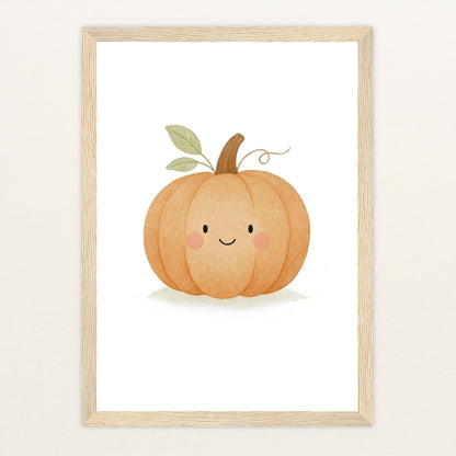 Gemüse: Kürbis Poster mit Holzrahmen von tinylearner
