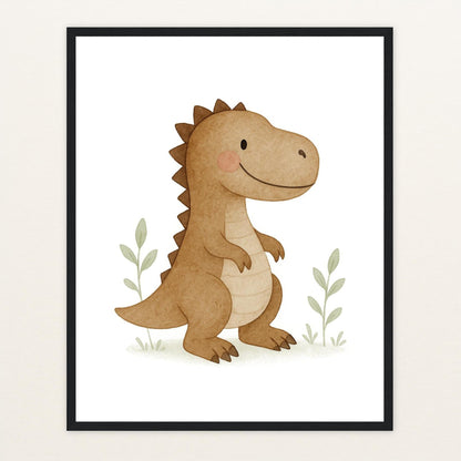 Dinosaurier T-Rex Poster mit Holzrahmen von tinylearner