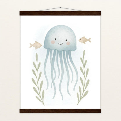 Quinn die Qualle Poster mit Leisten von tinylearner