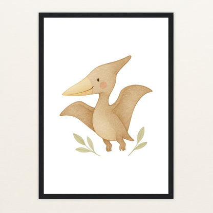 Dinosaurier Pteranodon Poster mit Holzrahmen von tinylearner