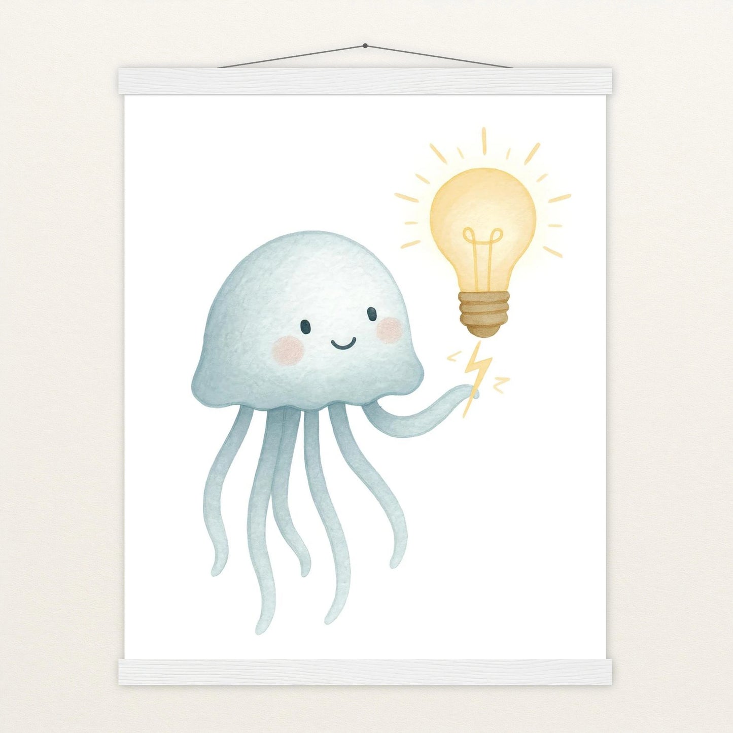 Quinn die Qualle - Motiv: "Glühbirne" Poster mit Leisten von tinylearner