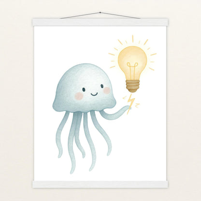 Quinn die Qualle - Motiv: "Glühbirne" Poster mit Leisten von tinylearner