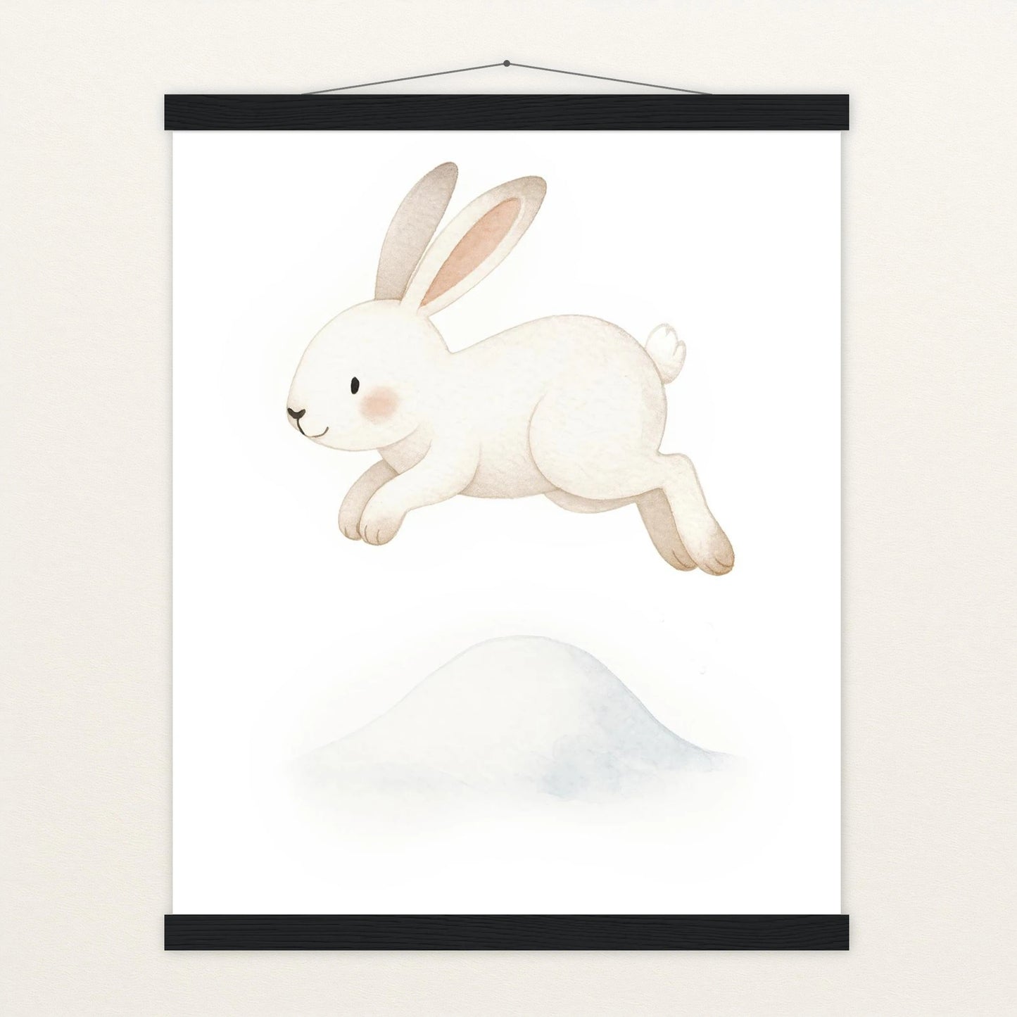 Sina der Schneehase - Motiv: "Schneehügel" Poster mit Leisten von tinylearner
