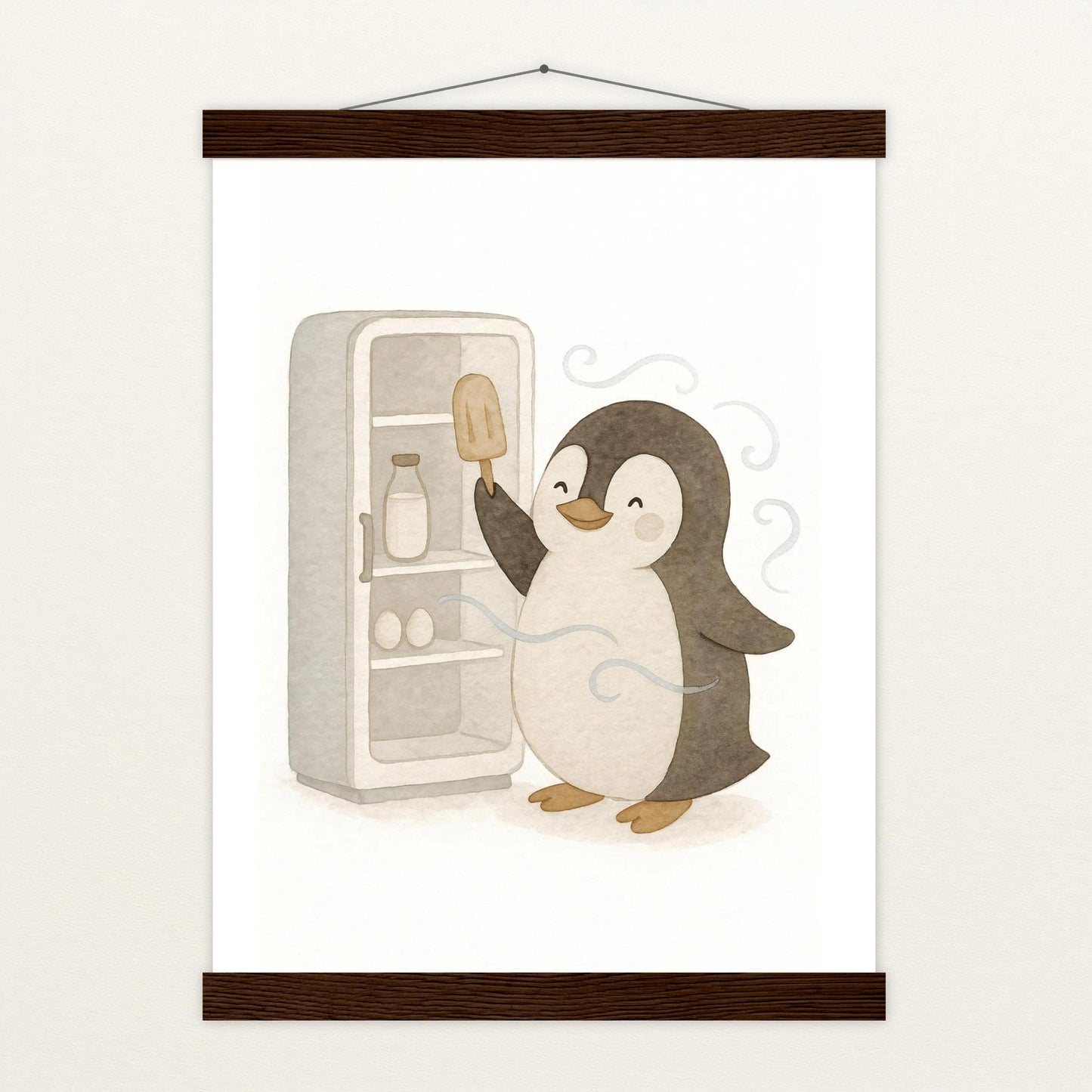 Pia der Pinguin - Motiv: "Eis" Poster mit Leisten von tinylearner