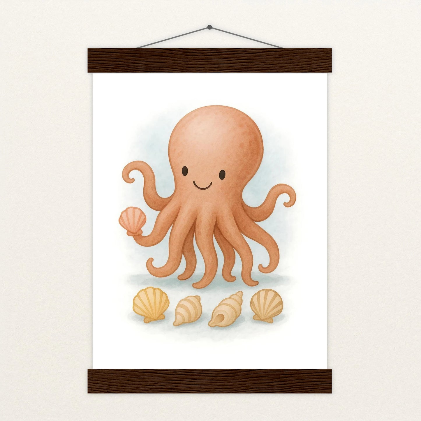 Tilli der Tintenfisch - Motiv: "Muscheln" Poster mit Leisten von tinylearner