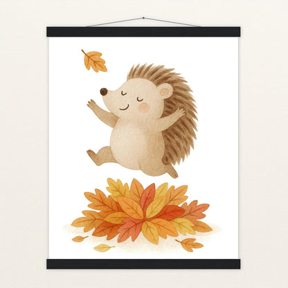 Iggi der Igel - Motiv: "Laub" Poster mit Leisten von tinylearner