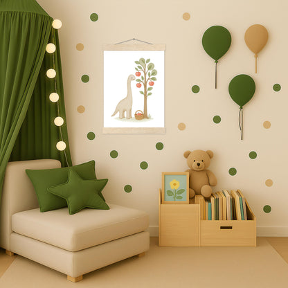 Dinosaurier Brachiosaurus - Motiv: "Apfelbaum" Poster mit Leisten von tinylearner