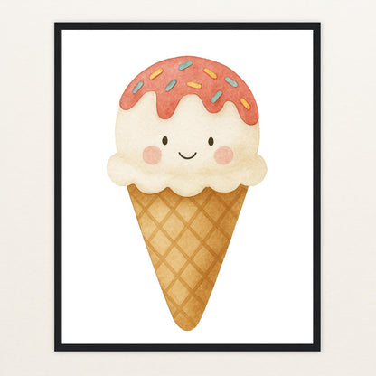 Süßes: Eiscreme Poster mit Holzrahmen von tinylearner