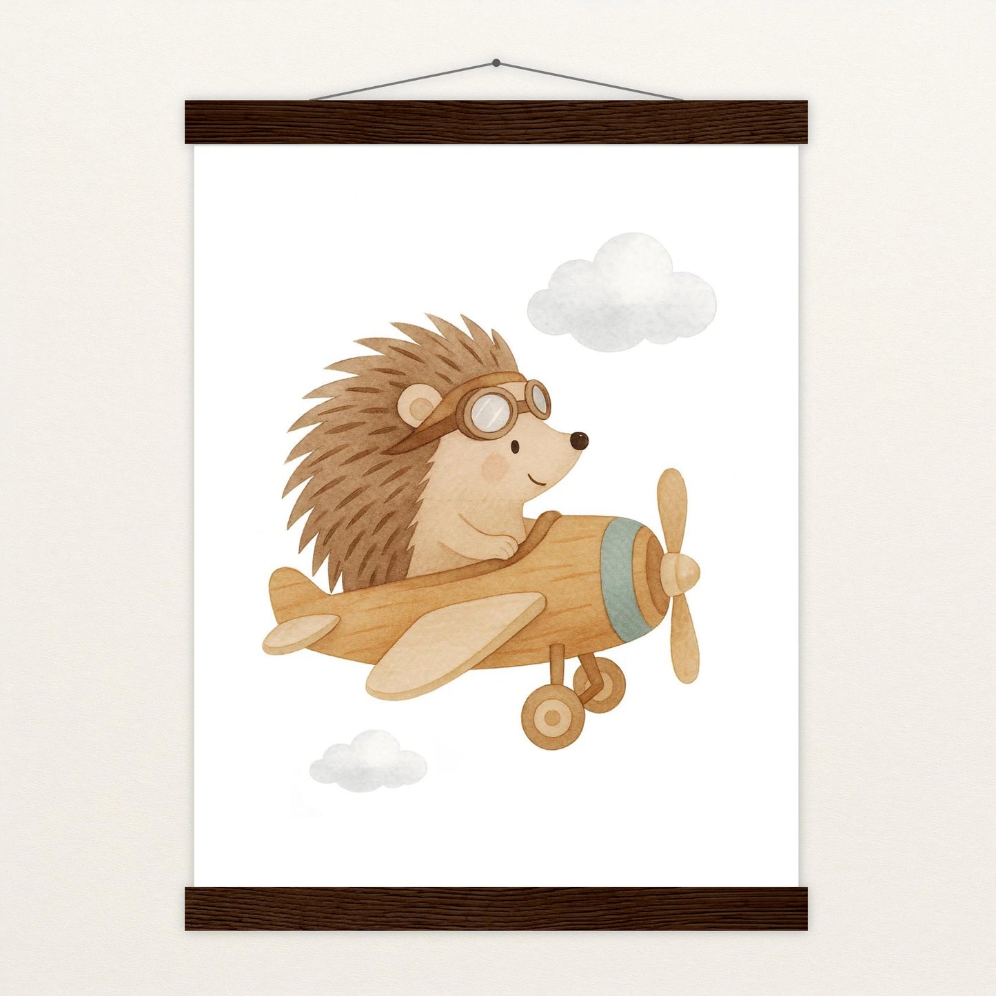 Iggi der Igel - Motiv: "Flugzeug" Poster mit Leisten von tinylearner