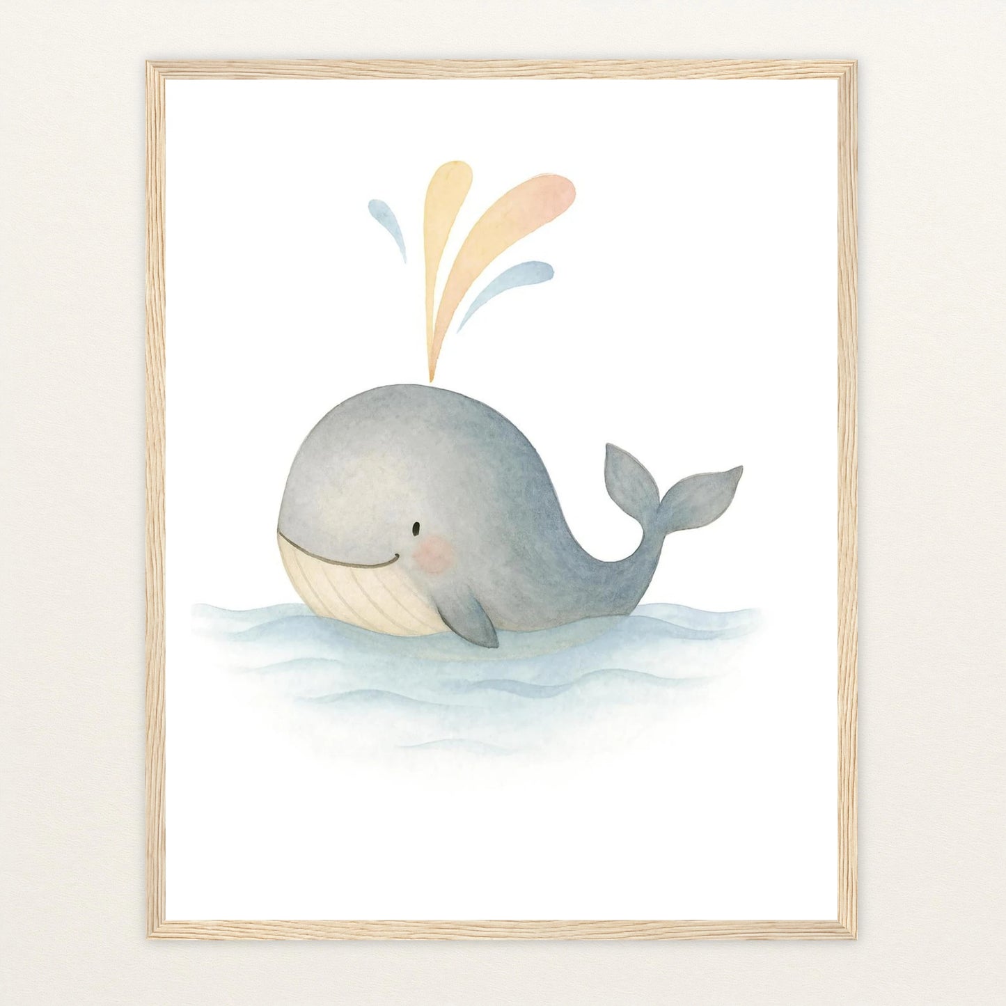 Willi der Wal - Motiv: "Freude" Poster mit Holzrahmen von tinylearner