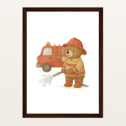 Balu der Bär - Motiv: "Feuerwehr" Poster mit Holzrahmen von tinylearner