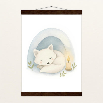 Pino der Polarfuchs - Motiv: "Schneehöhle" Poster mit Leisten von tinylearner