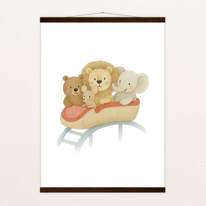 Tierfreunde - Motiv: "Achterbahn" Poster mit Leisten von tinylearner