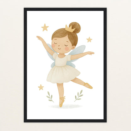 Fina die Fee - Motiv: "Ballett" Poster mit Holzrahmen von tinylearner