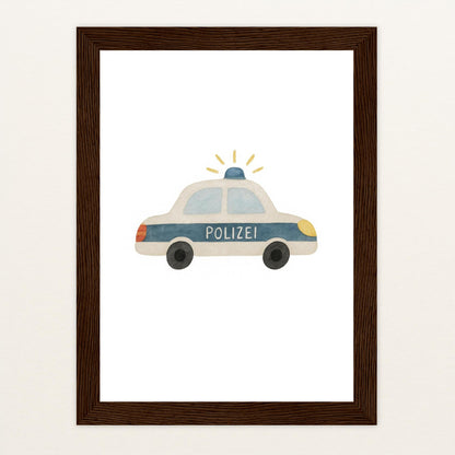 Polizei Poster mit Holzrahmen von tinylearner