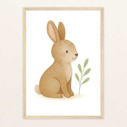 Holly der Hase Poster mit Holzrahmen von tinylearner
