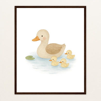Gusi die Gans - Motiv: "Teich" Poster mit Holzrahmen von tinylearner