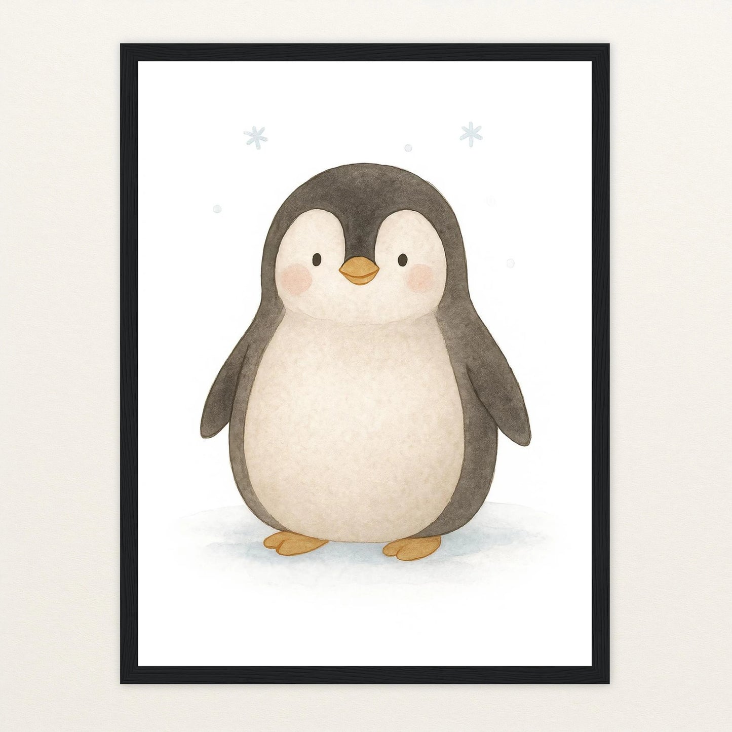 Pia der Pinguin Poster mit Holzrahmen von tinylearner