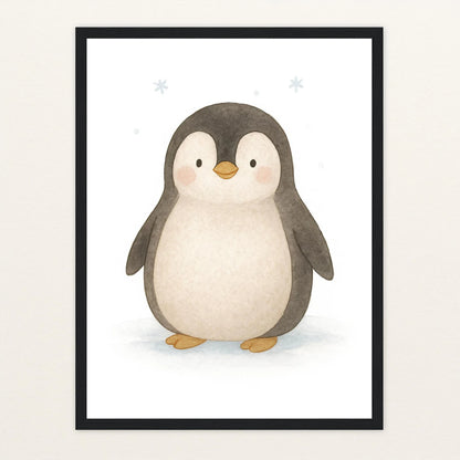 Pia der Pinguin Poster mit Holzrahmen von tinylearner