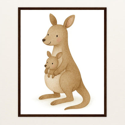 Kängu das Känguru Poster mit Holzrahmen von tinylearner
