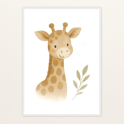 Greta die Giraffe Poster mit Holzrahmen von tinylearner