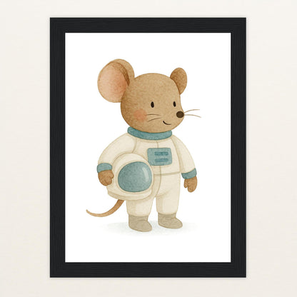 Mimi die Maus - Motiv: "Astronaut" Poster mit Holzrahmen von tinylearner