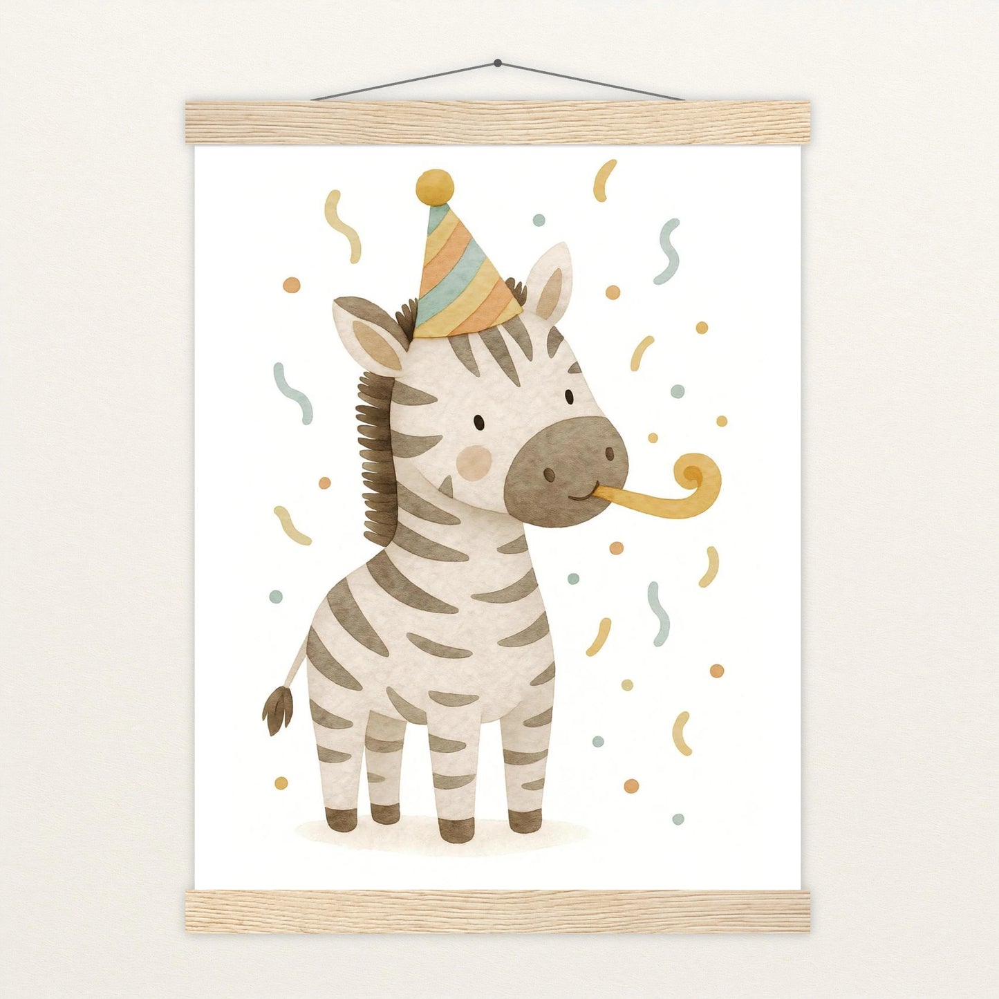 Zinni das Zebra - Motiv: "Party" Poster mit Leisten von tinylearner