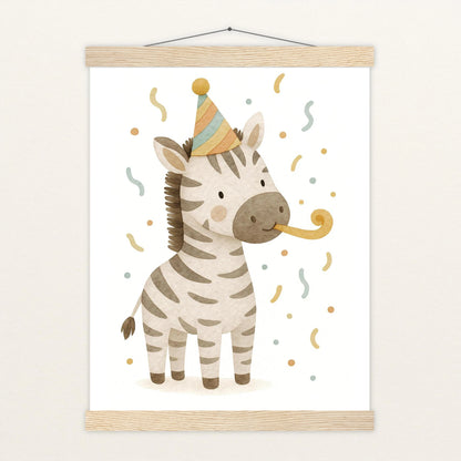 Zinni das Zebra - Motiv: "Party" Poster mit Leisten von tinylearner