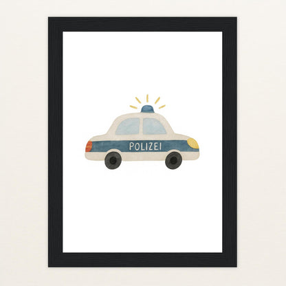 Polizei Poster mit Holzrahmen von tinylearner