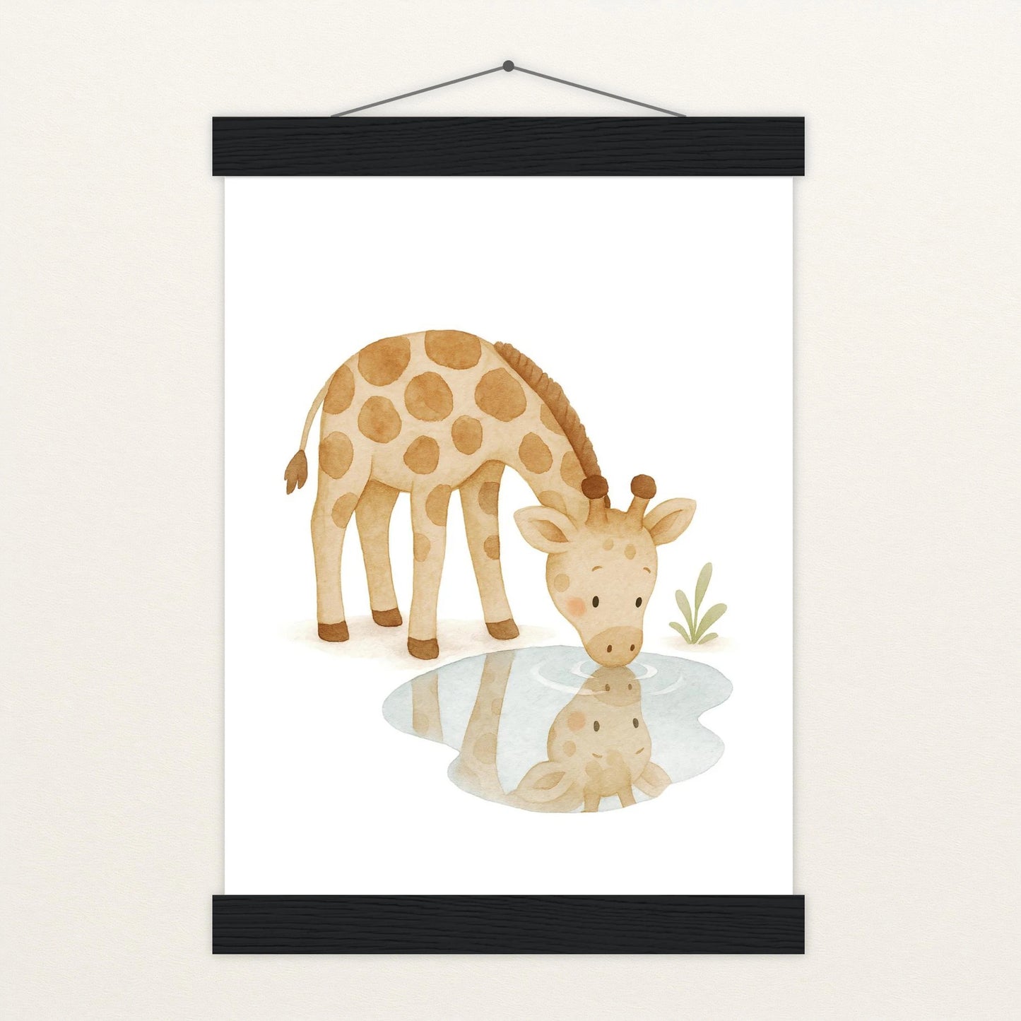 Greta die Giraffe - Motiv: "Trinken" Poster mit Leisten von tinylearner