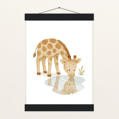 Greta die Giraffe - Motiv: "Trinken" Poster mit Leisten von tinylearner