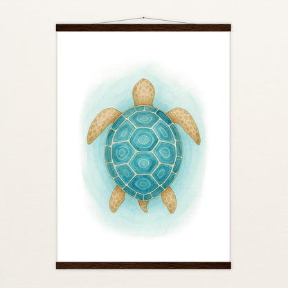 Sora die Schildkröte - Motiv: "Treiben" Poster mit Leisten von tinylearner