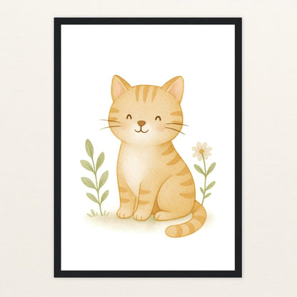 Kira die Katze Poster mit Holzrahmen von tinylearner