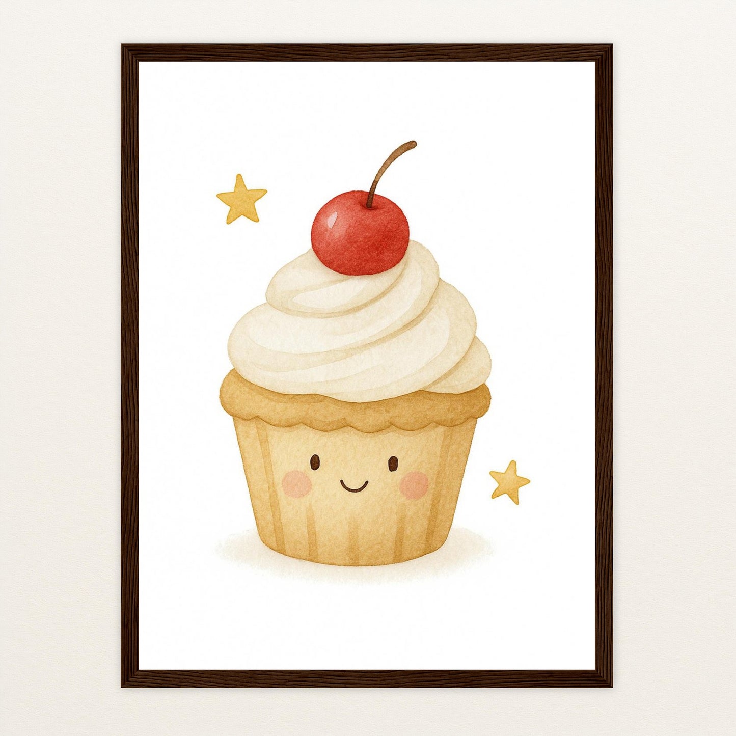 Süßes: Cupcake Poster mit Holzrahmen von tinylearner