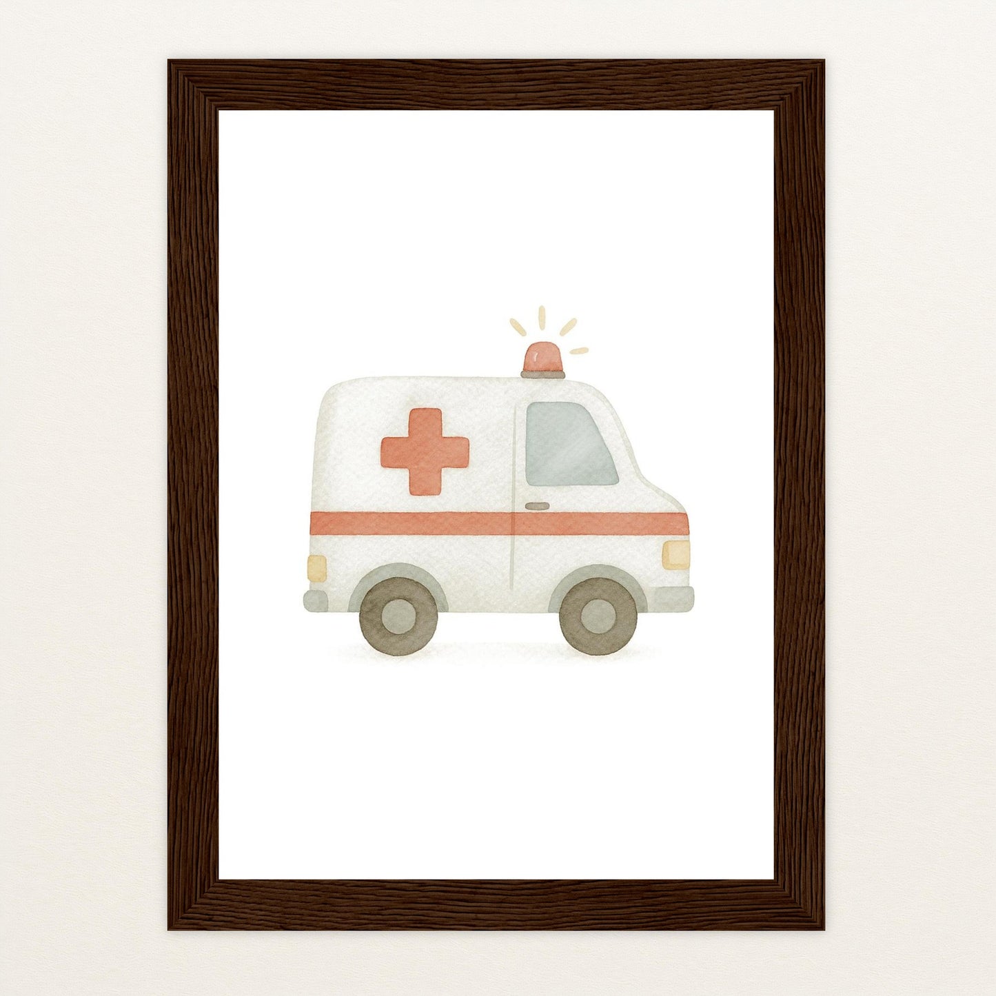 Krankenwagen Poster mit Holzrahmen von tinylearner