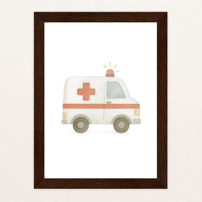 Krankenwagen Poster mit Holzrahmen von tinylearner