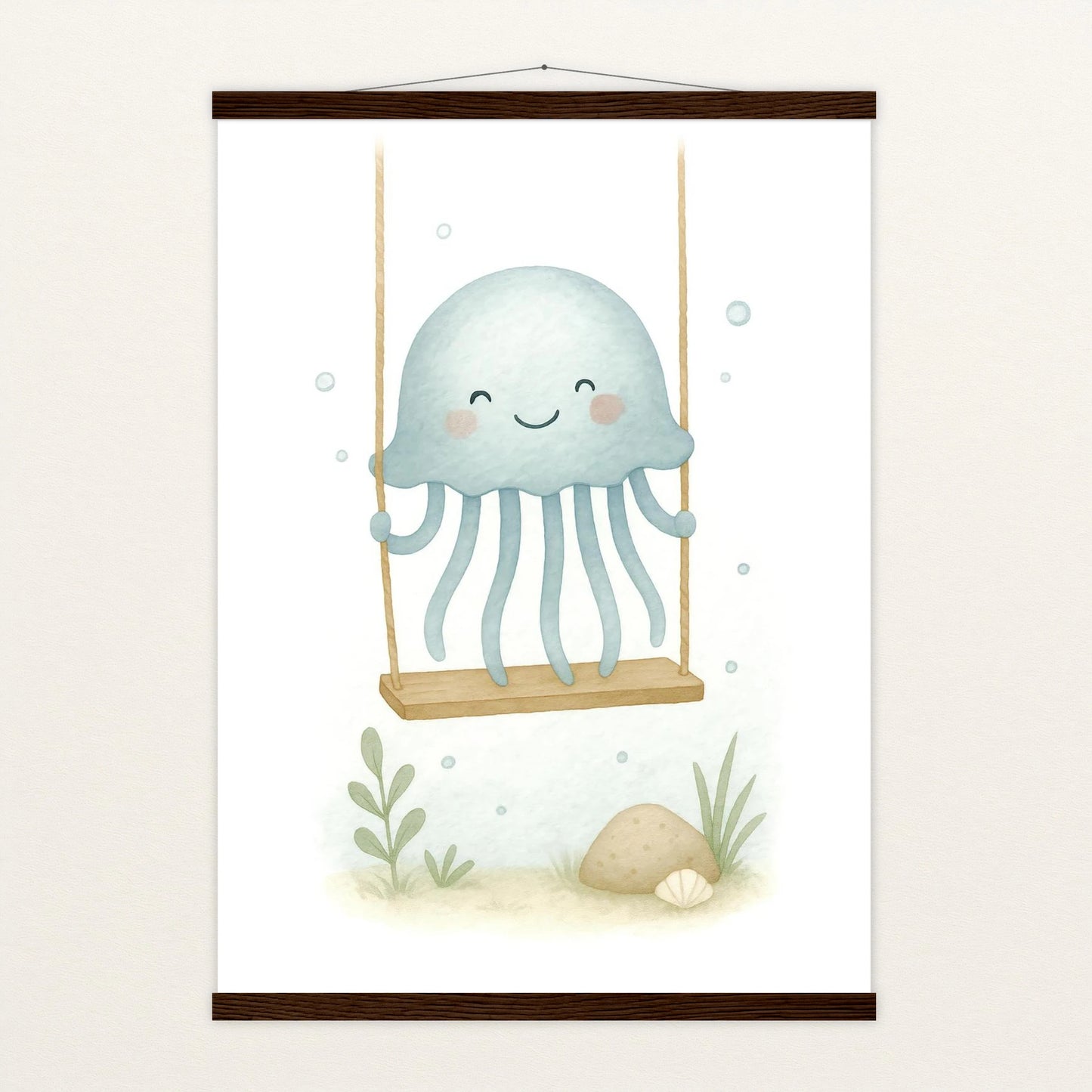 Quinn die Qualle - Motiv: "Schaukel" Poster mit Leisten von tinylearner
