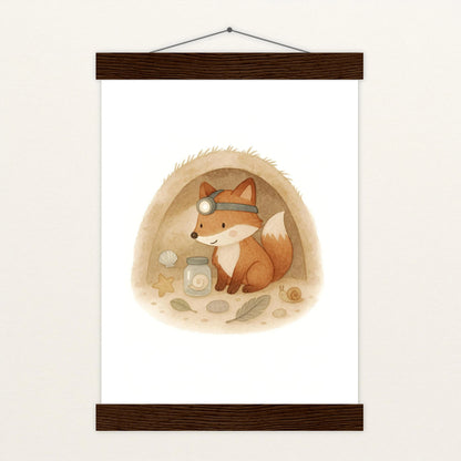 Finnegan der Fuchs - Motiv: "Höhle" Poster mit Leisten von tinylearner