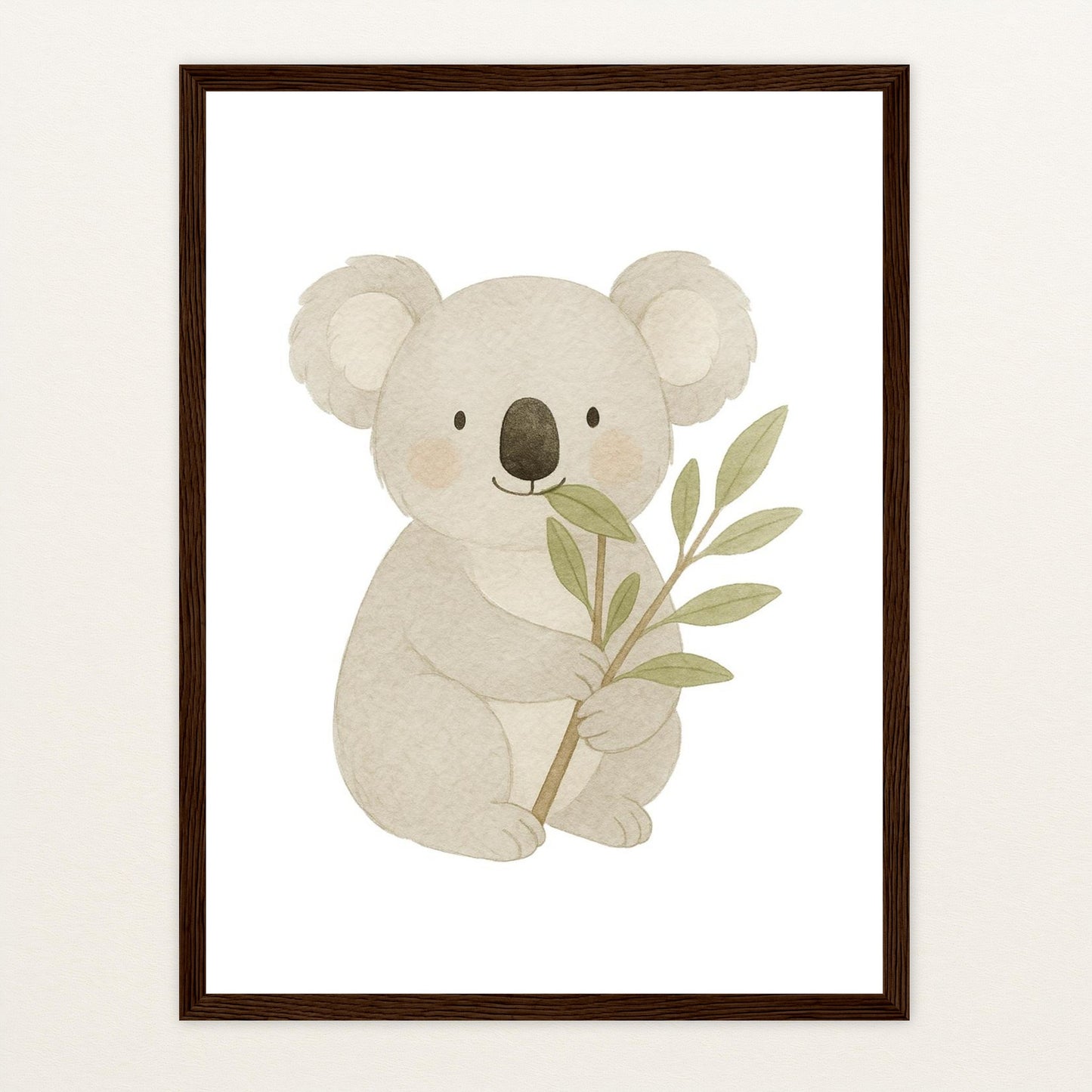 Kori der Koala - Motiv: "Eukalyptus" Poster mit Holzrahmen von tinylearner
