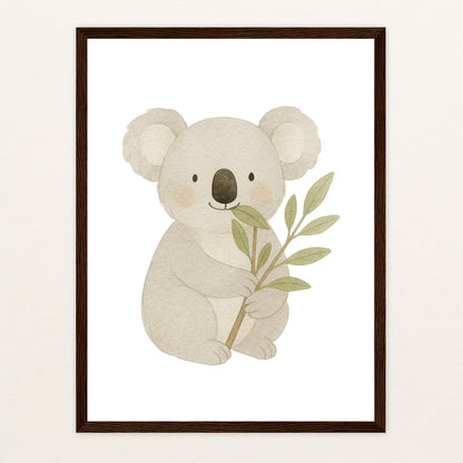 Kori der Koala - Motiv: "Eukalyptus" Poster mit Holzrahmen von tinylearner
