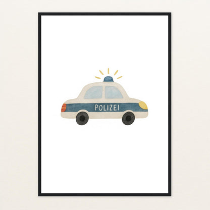 Polizei Poster mit Holzrahmen von tinylearner