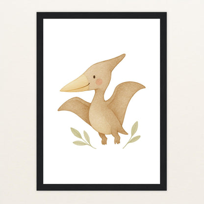 Dinosaurier Pteranodon Poster mit Holzrahmen von tinylearner