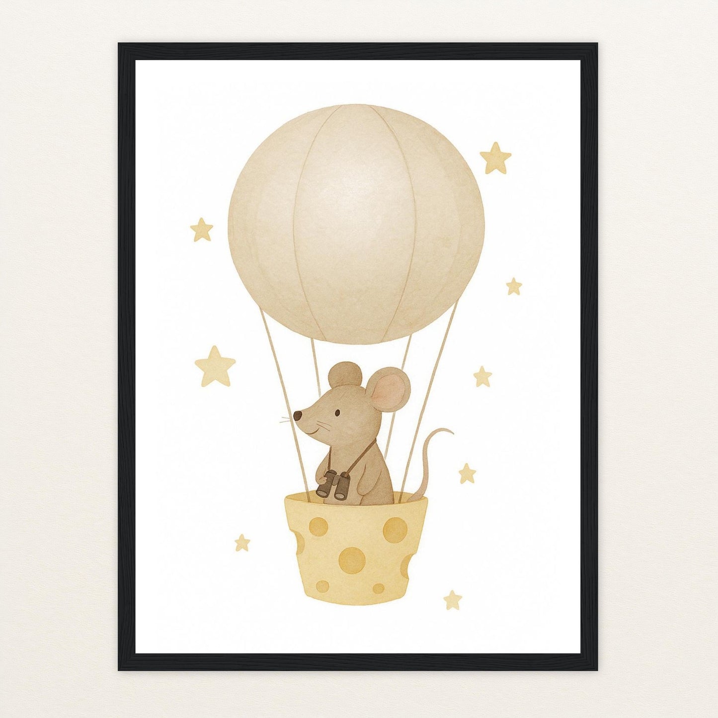 Mimi die Maus - Motiv: "Heißluftballon" Poster mit Holzrahmen von tinylearner